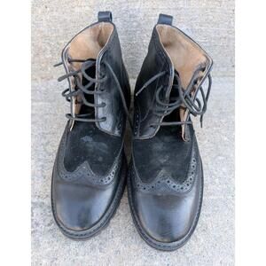 Florsheim Men's Black Leather Wingtip Lace Up Ankle Boots Size 9D - Read Descrip